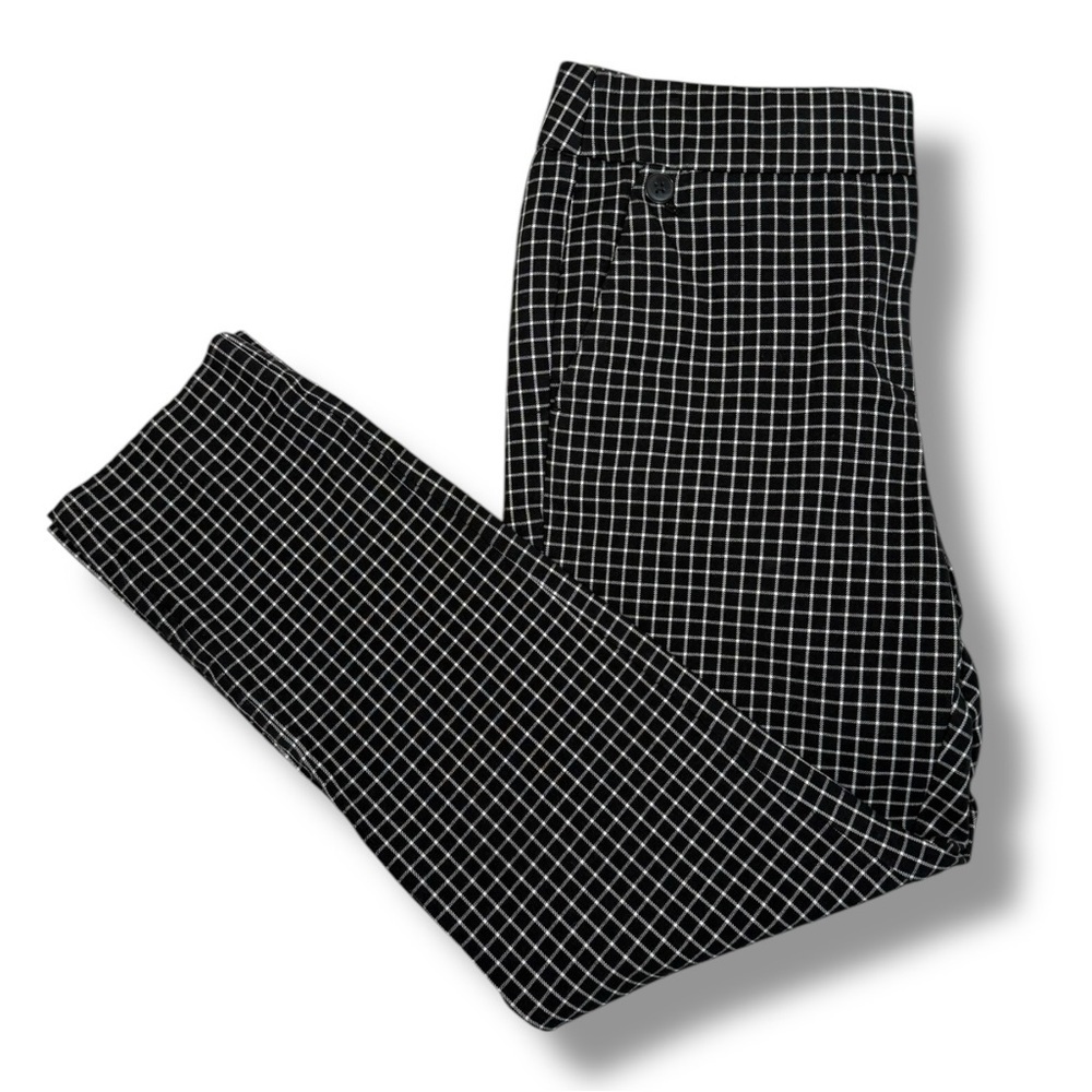 LOFT Black & White Checked Cropped Ankle Pants